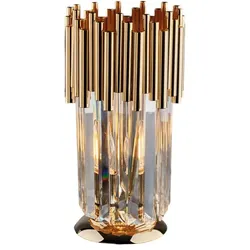 Bonetti Illumina -  Ravel - Goldene Tischlampe aus Eisen mit Strasssteinen 1 Licht H.30 - Ø16 - BL268-LT-OR