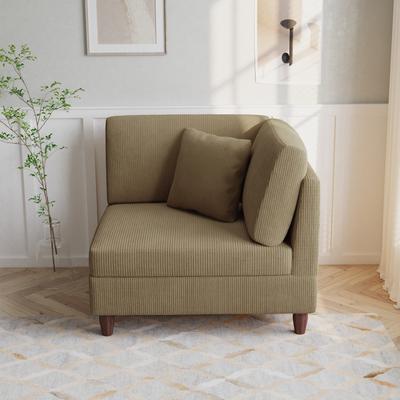 DREAMSIDEA Corduroy Accent Chair with Ottoman Modular Couch Sectional Sofa