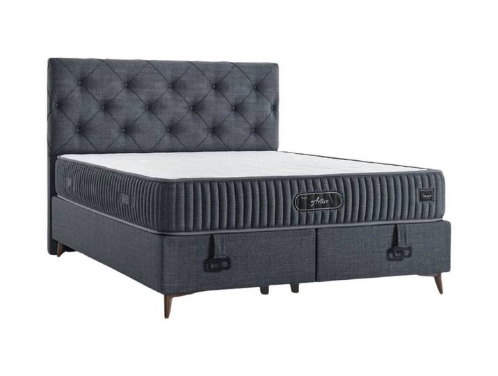 Villa Möbel Boxspringbett Active (Bett (ohne Matratze), Liegefläche 100x200), Bettkasten mit XXL Stauraum und Gasdruckfedern für einfache Handhabung