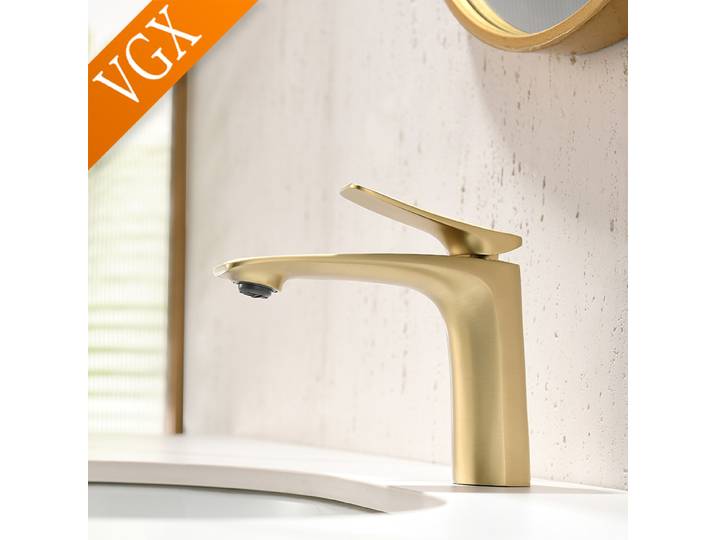 VGX – robinets de salle de bains dorés de luxe, mitigeur de lavabo, robinet de lavabo gastronomique, robinet d'eau chaude et froide en laiton chromé noir brossé