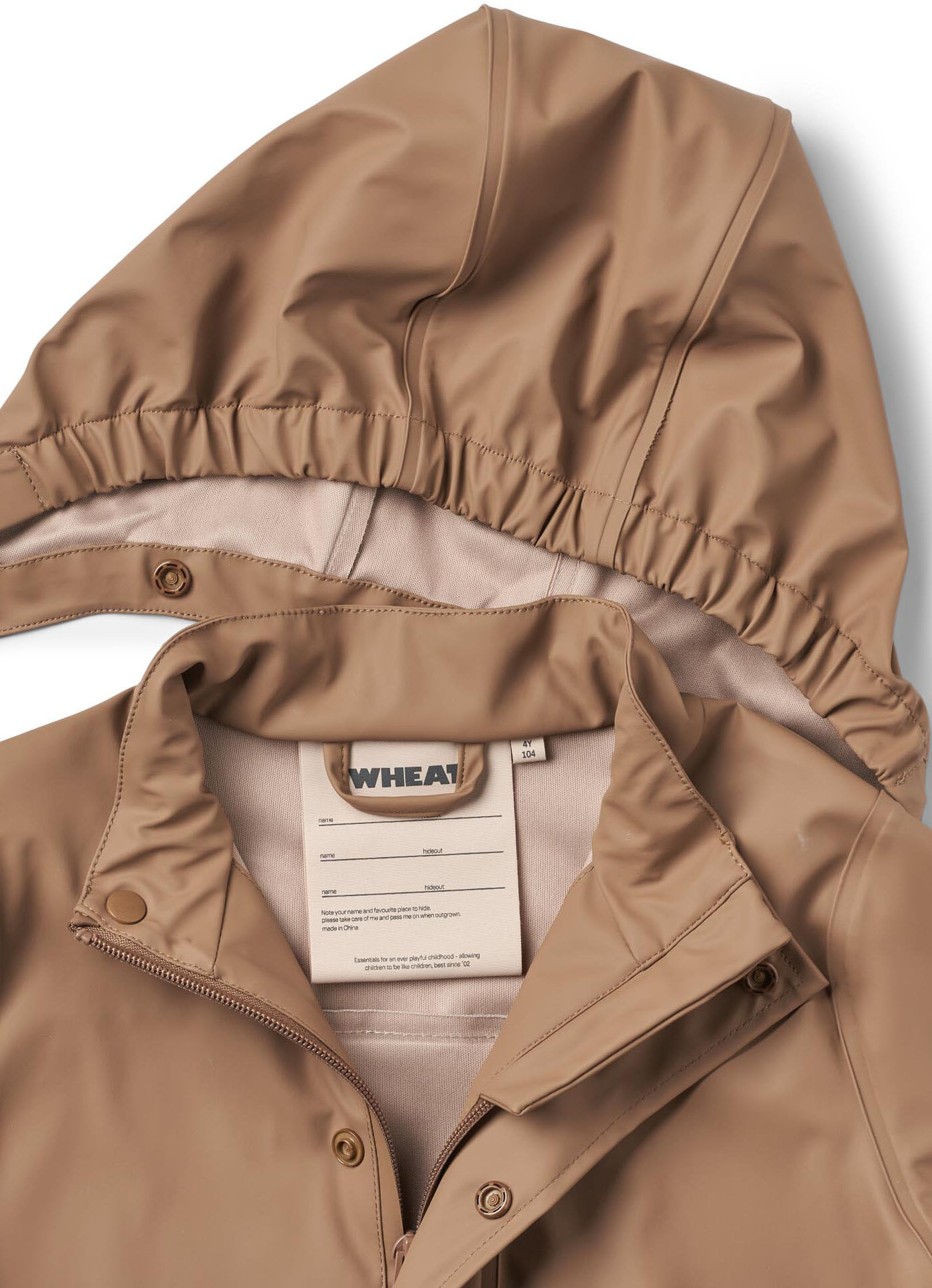 Regenjacke WHEAT "Rainwear Ola Set", Mädchen, Gr. 98, braun (hazel), Web, Obermaterial: 100% Polyester, unifarben, normal ca. Mitte Oberschenkel, elastischer Bund, Jacken Regenjacke, mit passender Regenhose, wasserdicht und schmutzabweisend hazel 98