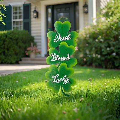 "Glitzhome 36.75""H Set of 3 St. Patrick's Metal Shamrock Yard Stakes"