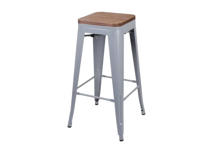 Lot de 4 tabourets de bar 42,5x42,5x77 cm naturel et gris - galton