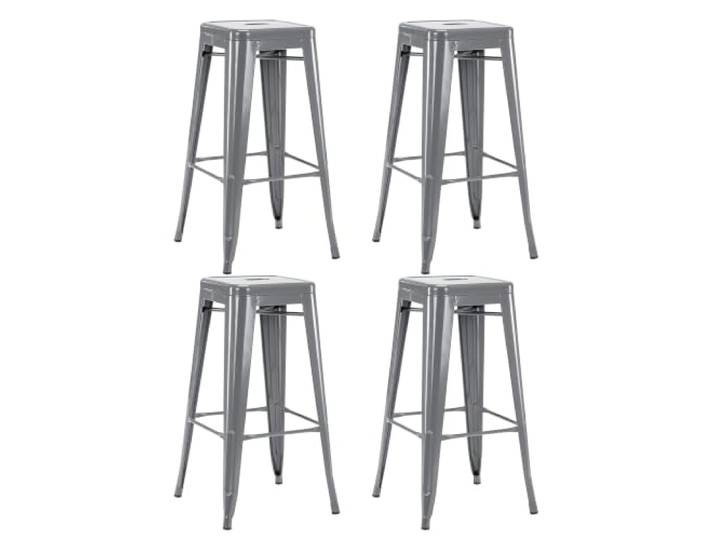 Duhome 4er Set Barhocker Eisen Barstühle Sitzhöhe 76cm, Grau Stapelbar Metall Bistrohocker mit Fußstütze im Industry Design
