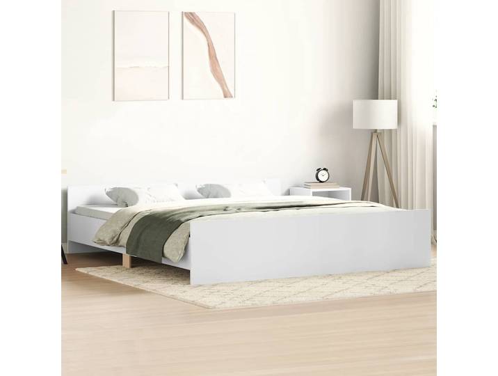 vidaXL Bettgestell mit Kopf- und Fußteil Weiß 200x200 cm