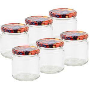 Böttcher-AG Einmachglas Obstdekor, mit Schraubdeckel, 210 ml, zum Einkochen, luftdicht, Twist-Off, 6 Stück