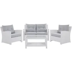 LOUNGE-SET 4-sitzer Rattan Weiß Marino