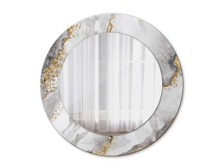 Tulup Ø 50 cm Salle De Bains Miroir Circulaire en verre-marbre blanc or