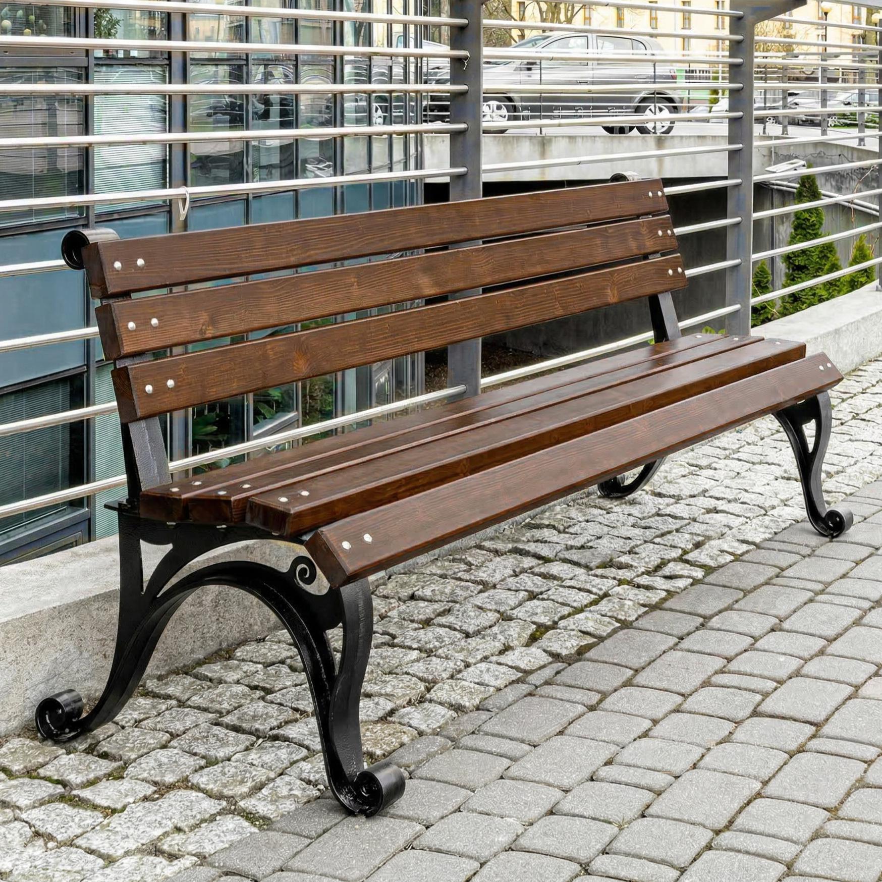 REKORD VIENNA Palisander Gartenbank 170cm 3-4 sitzig Massives Gusseisen & Skandinavisches Fichtenholz Wetterfest & Ergonomisch für Garten Terrasse