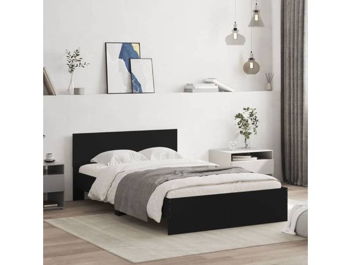 Noir Cadre de lit sans matelas noir 120x190 cm - Lit chambre H13386