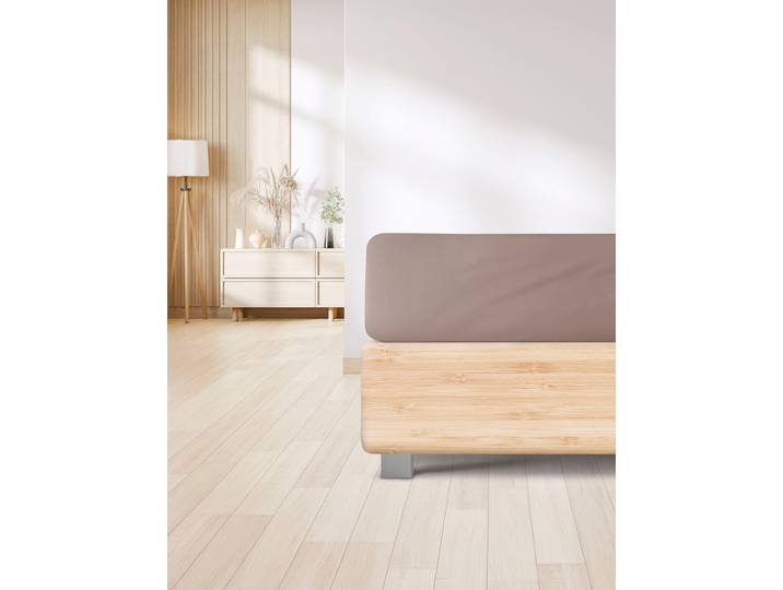 Spannbettlaken IRISETTE Erba 30 , beige (taupe), B:150cm, Tencel, Obermaterial: 48% Baumwolle, 48% Lyocell, 4% Elasthan, Bettlaken, Spannbettlaken, glatt