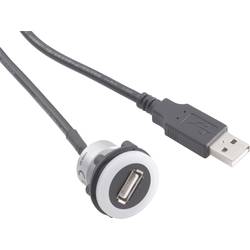 TRU COMPONENTS USB-05-BK USB-Einbaubuchse 2.0 Buchse, Einbau, Stecker USB-Buchse Typ A, beleuchtet auf USB-Stecker Typ A mit 60 cm Kabel Inhalt: 1 St. 1229321
