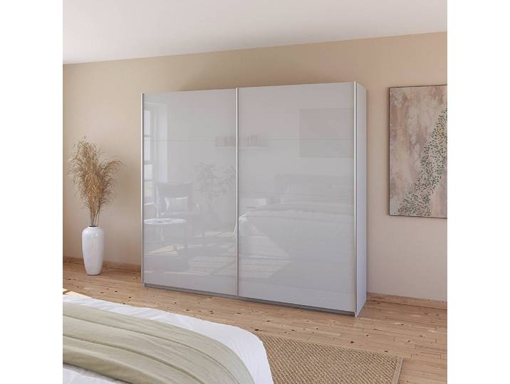 Schwebetürenschrank - Glasfront 226cm Grau/Seidengrau