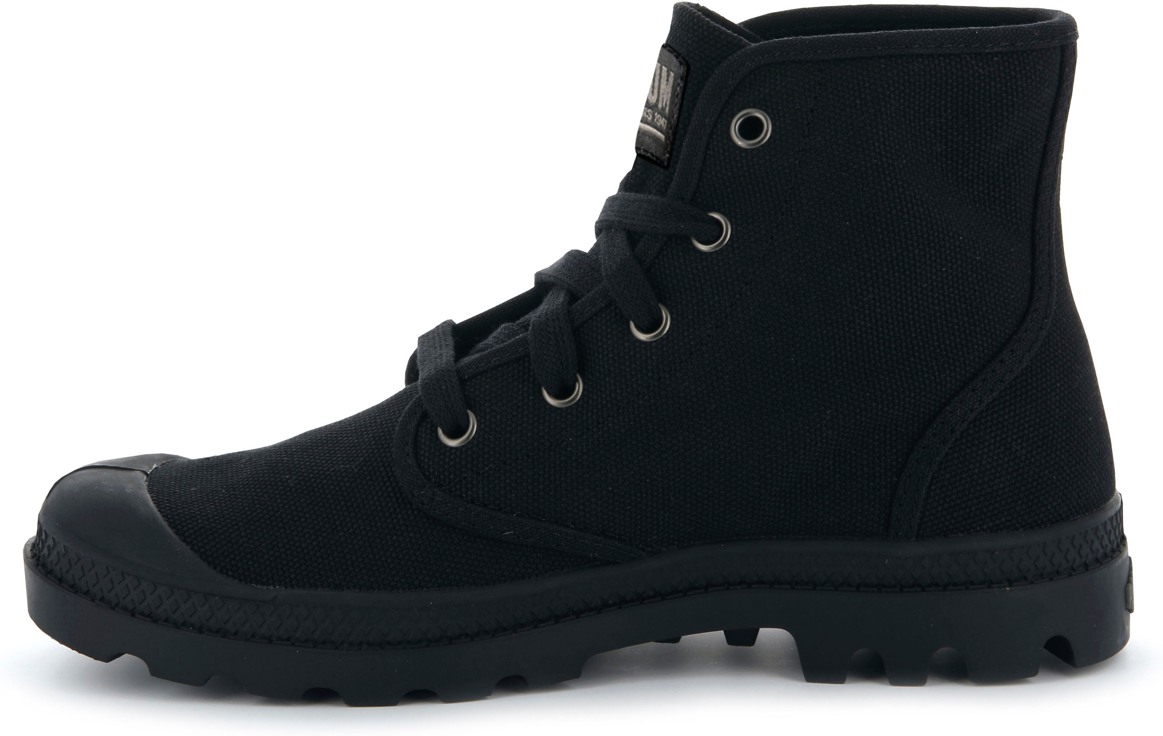 Schnürboots PALLADIUM "PAMPA HI", Damen, Gr. 38, atmungsaktiv, schwarz, Textil, Schuhe Schnürboots, Schnürstiefel, Schnürstiefelette aus Canvas schwarz 38, atmungsaktiv