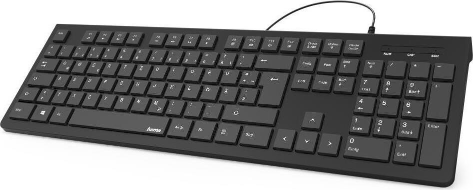 Hama KC-200 Volledig toetsenbord met USB-aansluiting, QWERTY, Zwart