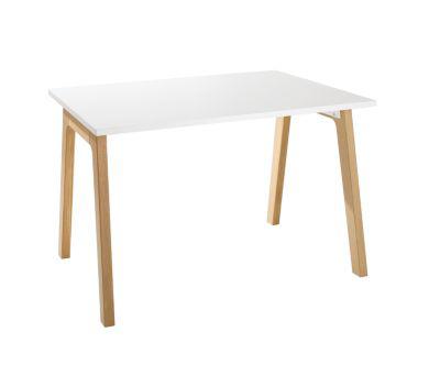 Schäfer Shop Select Schreibtisch Start Off Wood, Rechteck, A-Fuß, B 1200 x T 800 x H 735 mm, weiß/Holzoptik