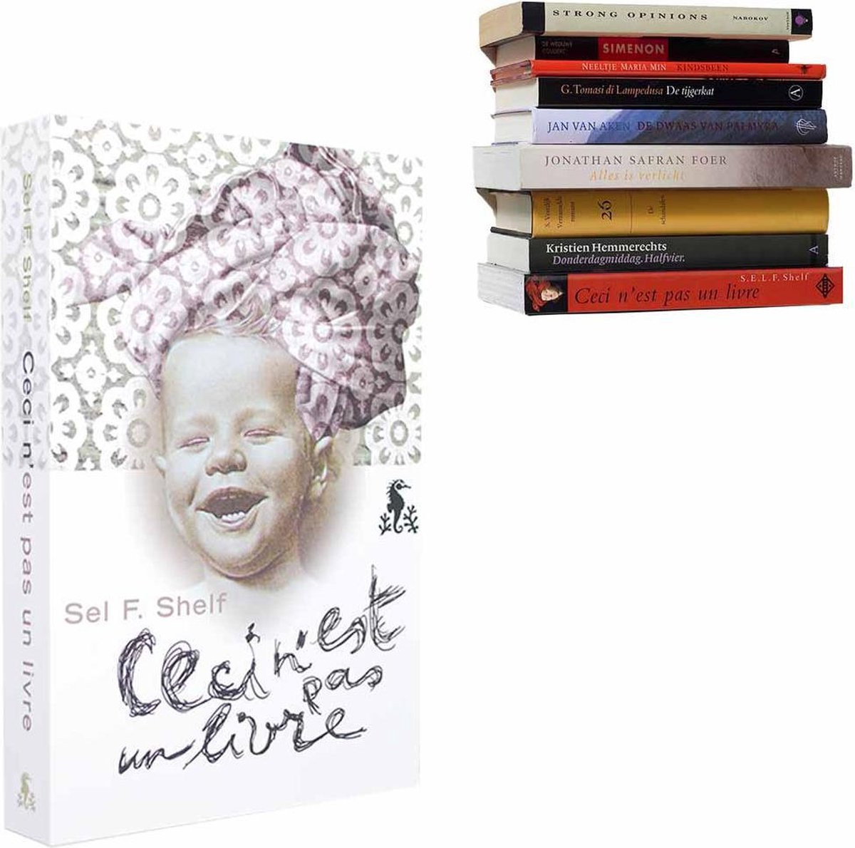 Selfshelf Boekenplank Baby Ceci n'est pas un livre - Grijs - L 22 x B 15 x H 3 cm