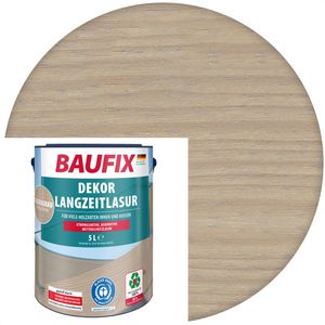 Baufix Holzlasur Dekor-Langzeitlasur, 5,0l, innen & außen, wetterfest, silbergrau