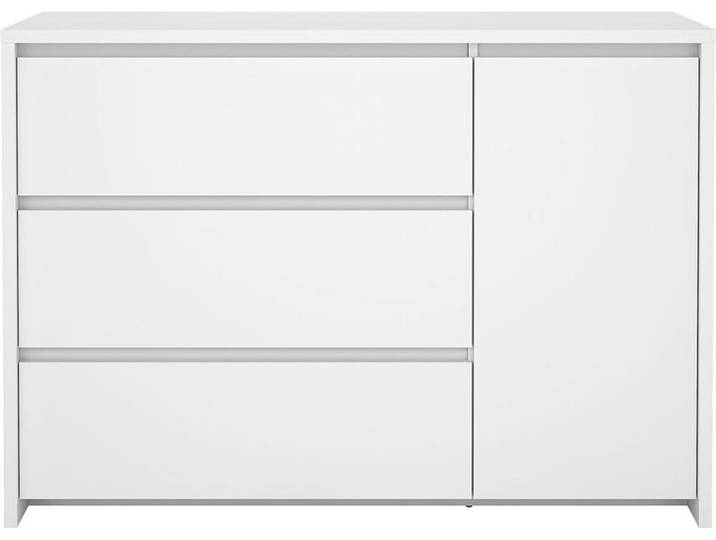 Next Kommode 1 Tür 3 Schubladen weiß.