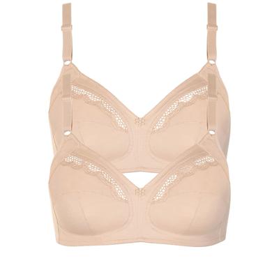 Soft-BH LISCA "2er Pack Soft BH Manja", Damen, Gr. 100, Cup C, beige, Spitze, Obermaterial: 100% Baumwolle CO., BHs Soft-BH