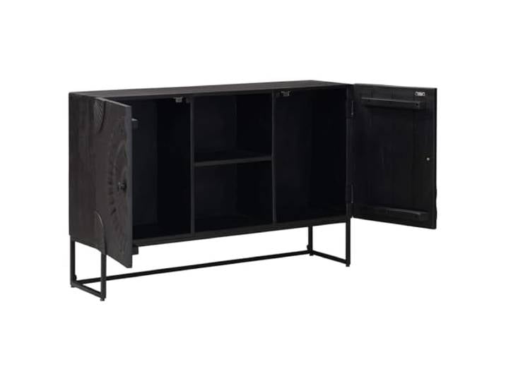 GKMBCVDFR Sideboard Schwarz 105 x 30 x 68 cm Massives Mangoholz, Spanplatten, Stauraum, Wohnzimmer, Esszimmer, Flur