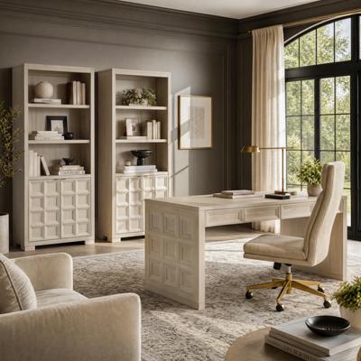 Furniture of America Durem Modern Tawny Brown Writing Desk with 2 Bookcases Set