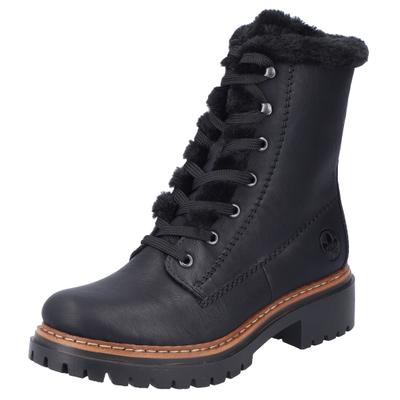 Winterstiefelette RIEKER, Damen, Gr. 38, Warmfutter, schwarz, Lederimitat, unifarben, Schuhe Winterstiefelette, Schnürboots, Profilsohle -150 Jahre Rieker Jubiläumsartikel