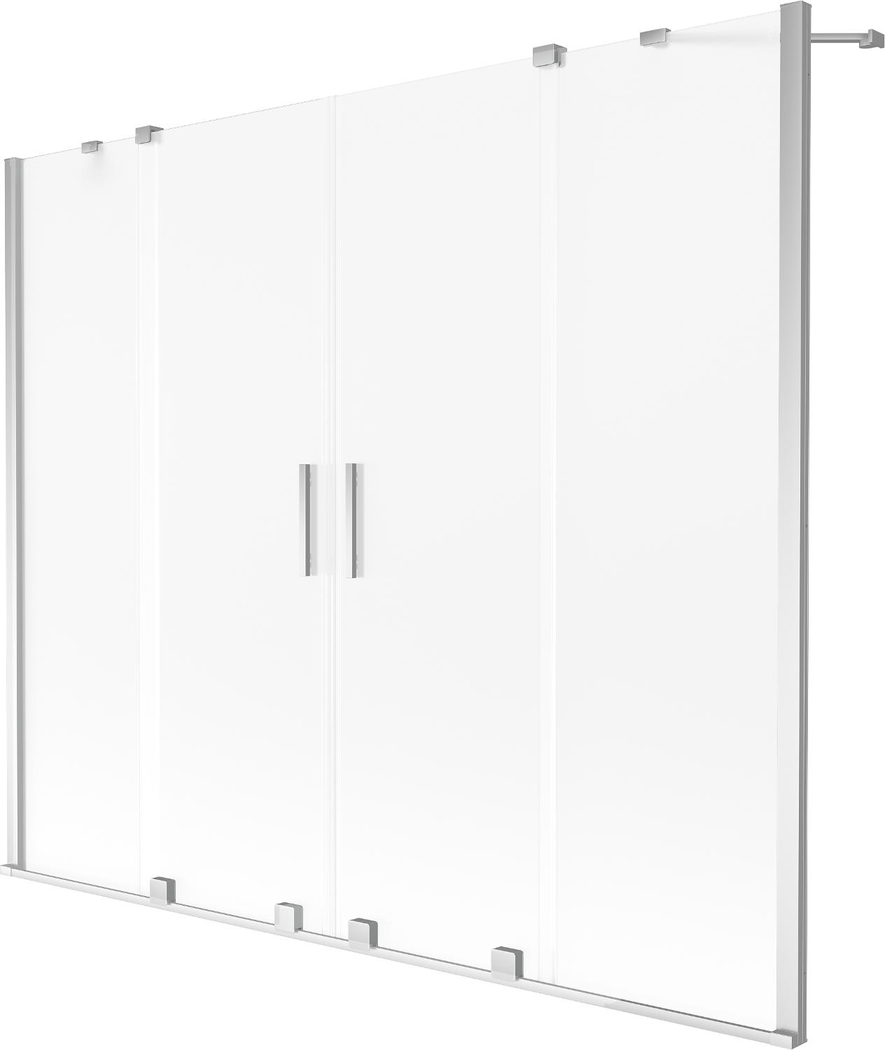 Mexen Velar Duo Badewannenfaltwand, 2-flügelig, schiebbar, 200 x 150 cm, Milchglas, Chrom - 896-200-000-32-01