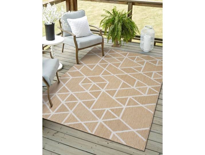 Outdoorteppich Miller, LAGERRÄUMUNG , beige, B:100cm H:8mm L:160cm, Polypropylen, MYFLAIR MÖBEL & ACCESSOIRES, Teppiche, Outdoorteppich, Wendeteppich, modernes Design, Outdoor geeignet, Balkon, Terrasse