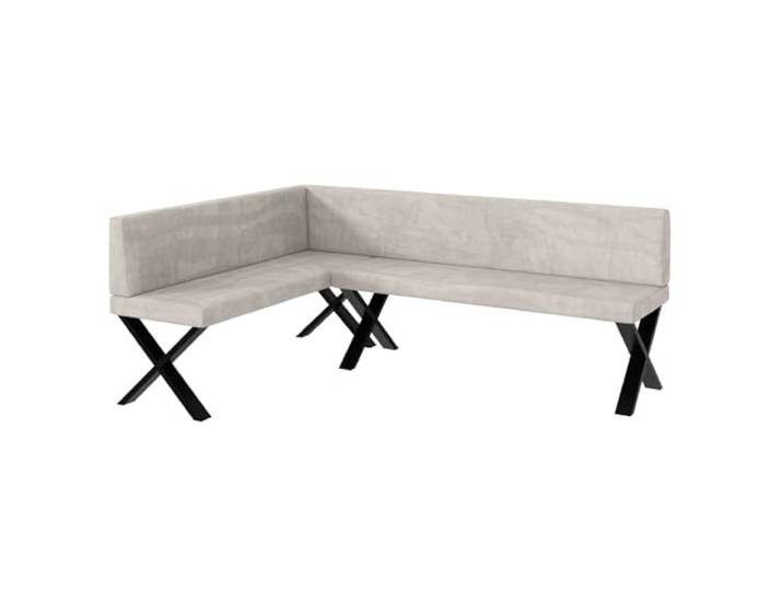 MEBLINI Eckbank für Esszimmer - Küchenbank - Essecke - Sitzecke Küche - Toni - X-Beine 142x196x87cm Links - Beige Samt