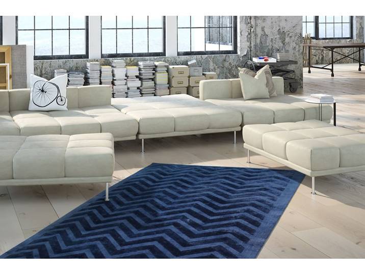 Teppich KAYOOM Luxury 410 Gr. 6, blau (marineblau), B:200cm H:13mm L:290cm, Viskose, Teppiche, Teppich, Wohnzimmer