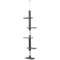 Fudajo Kratzbaum deckenhoch 230-276cm Dunkelgrau Katzenkratzbaum Deckenspanner (Dunkelgrau), Katzenbaum