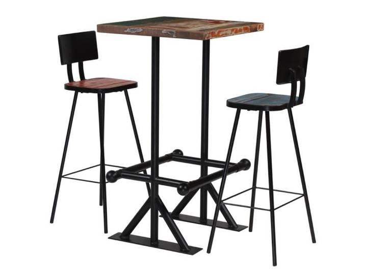 Mobilier de bar 3 pcs Bois de récupération massif Multicolore