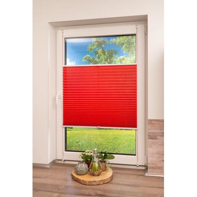 Plissee K-HOME "Klemmfix Pisa" Gr. 41, rot, B:35cm H:130cm, Obermaterial: 100% Polyester, Plissees, Crushed-Optik, Topseller