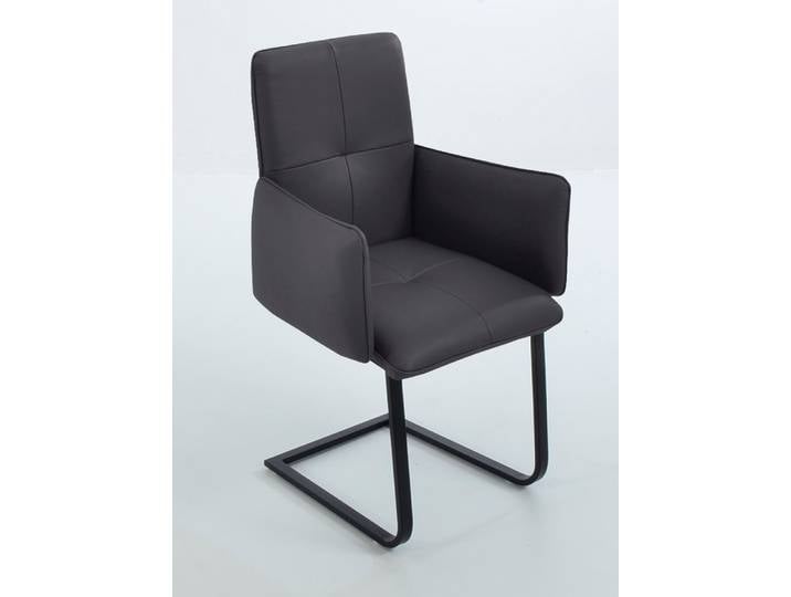 Freischwinger K+W KOMFORT & WOHNEN 6502 , schwarz (schwarz, schwarz), B:61cm H:90cm T:62cm, Stühle, Freischwinger, Freischwinger mit Armlehnen, Flachstahlkufe in schwarz