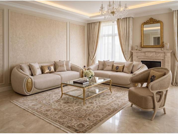 JVmoebel Polstergarnitur Sofa set Sofa Sessel Beige Modern Wohnzimmer Hochwertig, (3-tlg., 3)