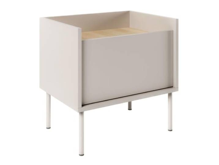 Selsey Nachttisch Kaschmirgrau - 50 cm Nachtschrank mit Tür in Lindberg-Eiche - Moderner Nachttisch mit Metallfüßen - Robuste Laminierte Spanplatte, ABS-Kanten, Elegantes Design