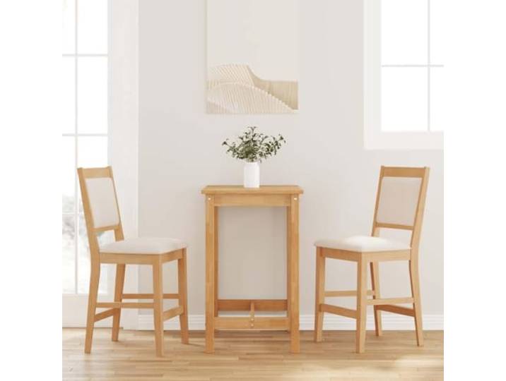 Barhocker mit Kissen, 2-teilig, Massivholz aus Hevea, natürlich, Bequeme Rückenlehne, vielseitig einsetzbar, stabile Konstruktion, gepolsterter Sitz, natürlicher Stil