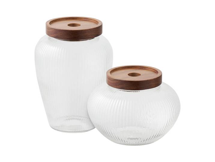 Vorratsdosenset Maya Storage Jar, Akaziefarben, Holz, 2-teilig, Akazie, lebensmittelecht, Küchenzubehör, Vorratsbehälter, Vorratsdosen