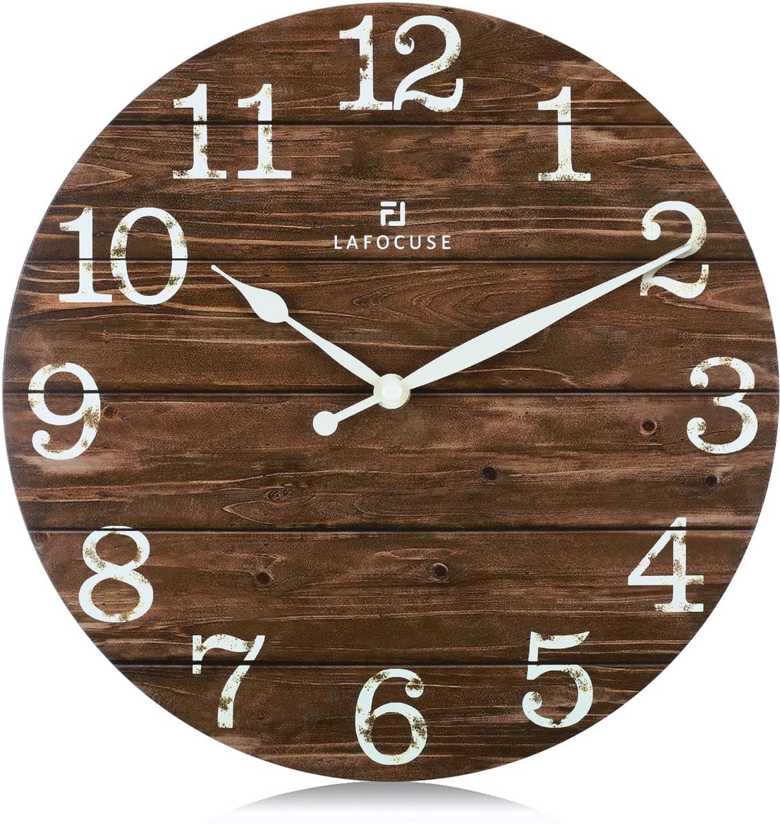 SnelShoppen Vintage Retro Wandklok - Bruin - Shabby Chic - Diameter: 30 cm