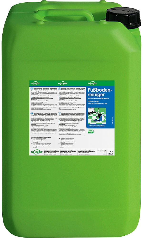 Fußbodenreiniger, 20 l, pH-Wert 10,2, manuell und maschinell anwendbar Bio-Circle