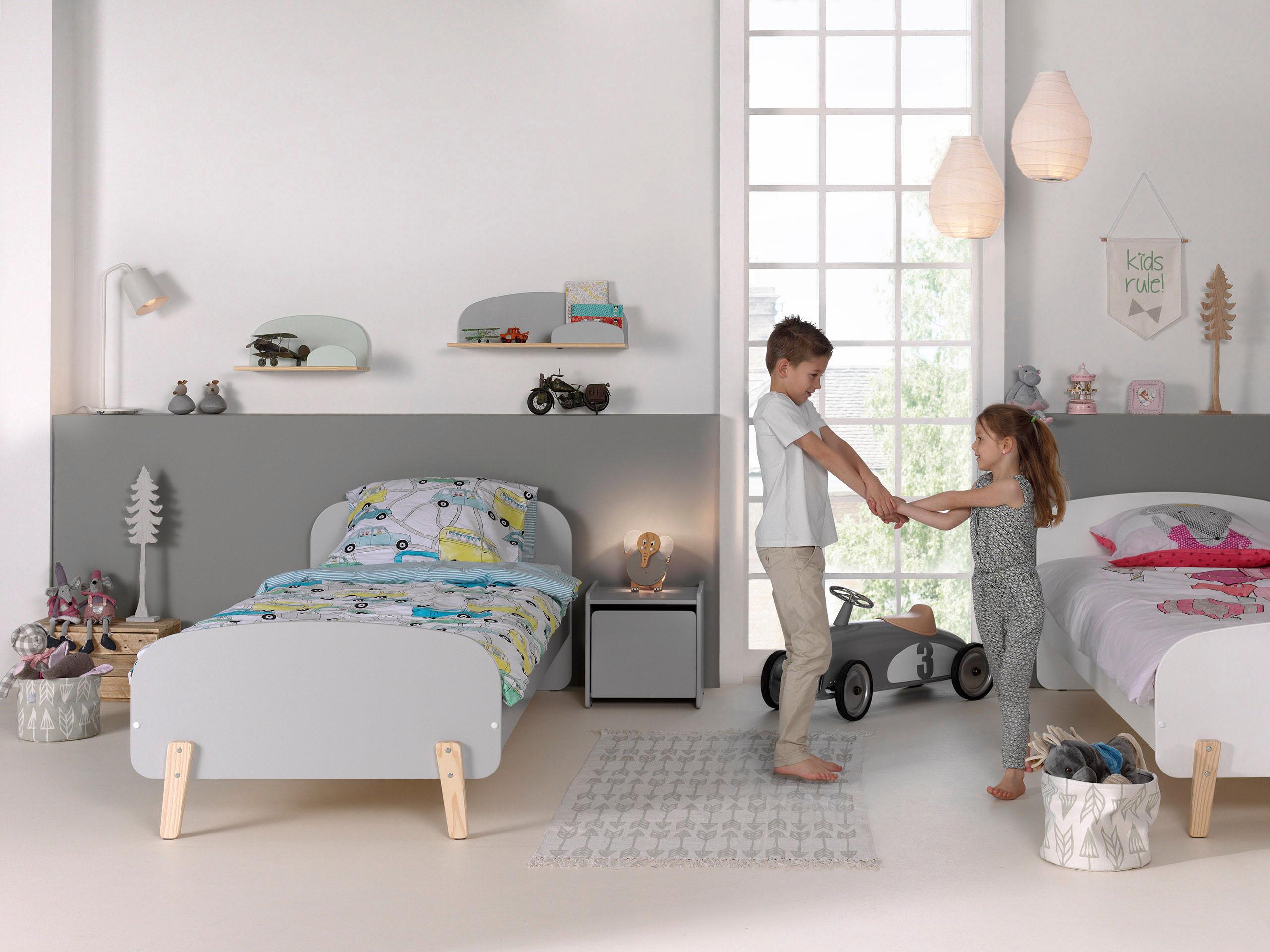 Nachtkonsole VIPACK "Kiddy, mit 1 Drehtür, dahinter ein grosses Fach", grau (hellgrau), B:40cm H:40cm T:36cm, MDF, Sideboards, Nachtkonsole, standfest gebaut, sie kann rechts oder links angestellt werden hellgrau B/H/T: 40cm x 40cm x 36cm, 1 Stk.