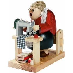 KWO Erzgebirge Räuchermann Schneiderin sitzend Höhe 18 cm