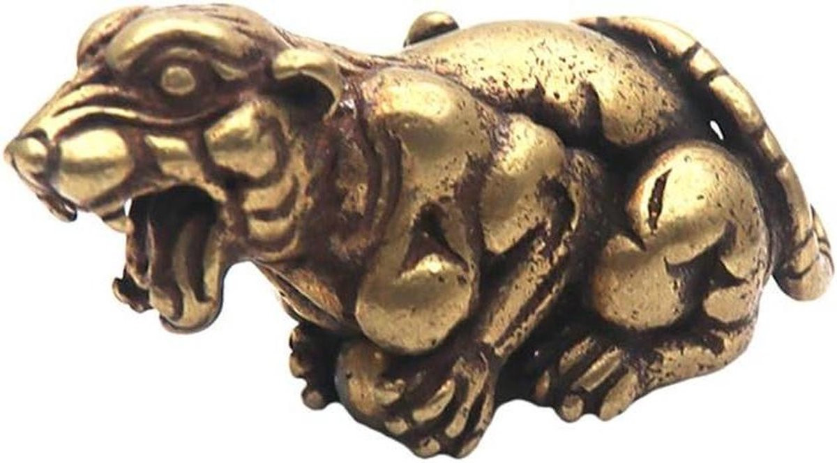 Koperen Dierenbeeld - Bronzen Vogel - Koperkleurige Woondecoratie voor op tafel