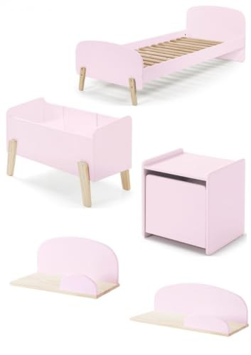 Vipack KICO0813 Kiddy kinderkamerset 5-delig, oud roze, MDF en massief grenen, B/D/H: 206,6 x 96 x 72 cm