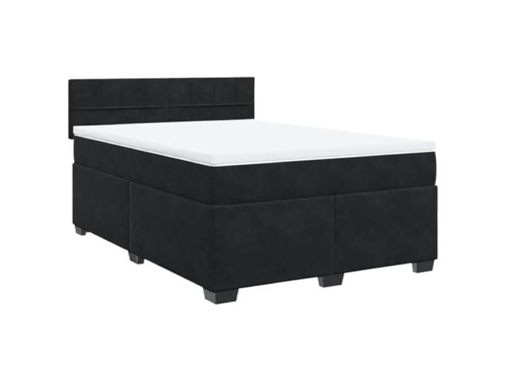 vidaXL Boxspringbett mit Matratze Schwarz 160x200 cm Samt