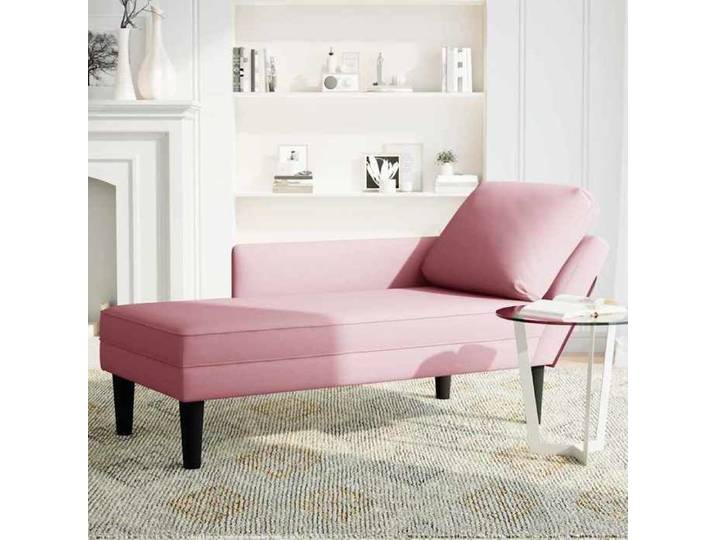 NEUF Fauteuil long avec coussin et accoudoir droit rose velours - l132xP56xH70 cm 03_19510829