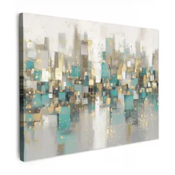 LEINWANDBILD Abstrakt - Blöcke - Gold - Skyline Wandbilder 80x60 cm