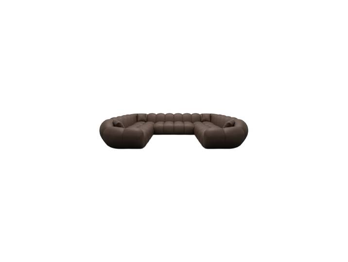 7-Sitzer Design Echtleder Panorama-Sofa „Levante Panorama“ Echtleder Dark Brown BLOOMINGLOFT Collection