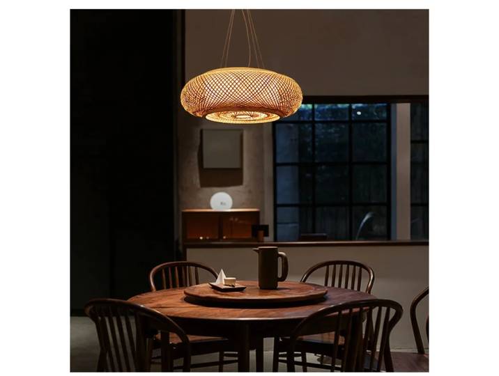 Dia 50/60 cm bambou suspension abat-jour rotin osier plafonnier Art suspendu Lustre Restaurant maison chambre décor Lustre